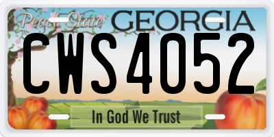 GA license plate CWS4052