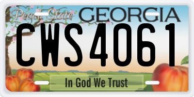 GA license plate CWS4061
