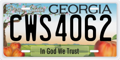 GA license plate CWS4062