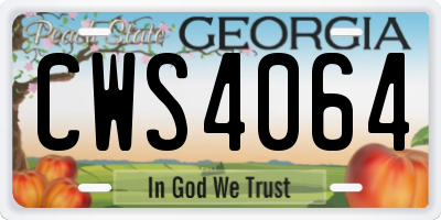 GA license plate CWS4064