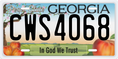 GA license plate CWS4068