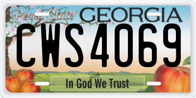 GA license plate CWS4069