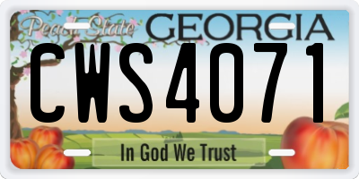GA license plate CWS4071