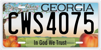 GA license plate CWS4075