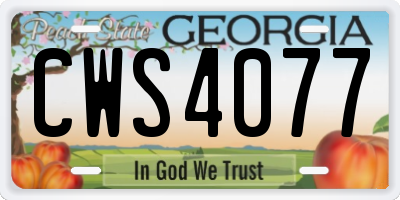 GA license plate CWS4077