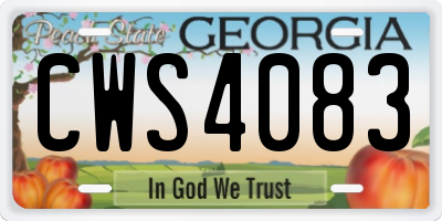 GA license plate CWS4083