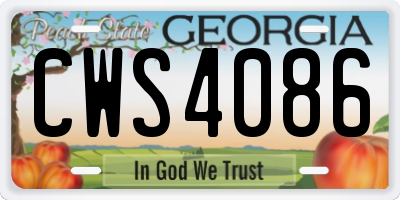 GA license plate CWS4086