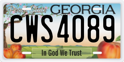 GA license plate CWS4089