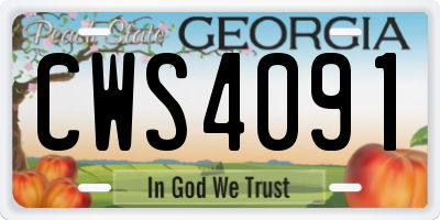 GA license plate CWS4091