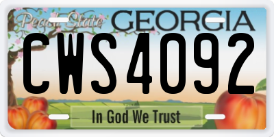 GA license plate CWS4092