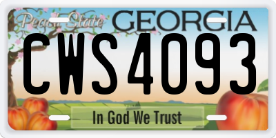 GA license plate CWS4093