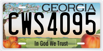 GA license plate CWS4095
