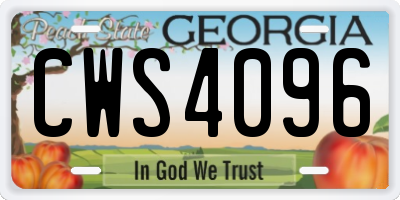 GA license plate CWS4096