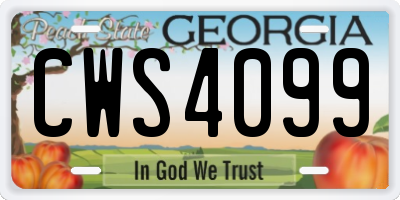 GA license plate CWS4099