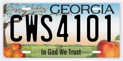 GA license plate CWS4101