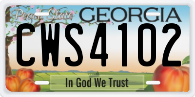 GA license plate CWS4102