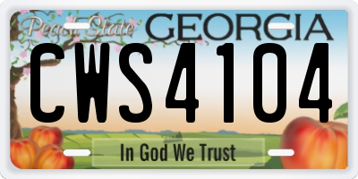 GA license plate CWS4104
