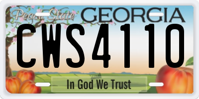 GA license plate CWS4110