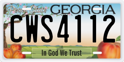 GA license plate CWS4112