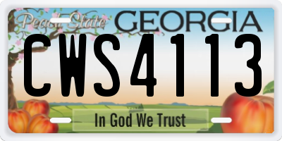 GA license plate CWS4113