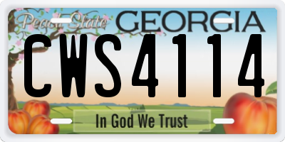GA license plate CWS4114
