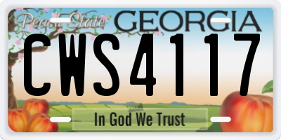 GA license plate CWS4117