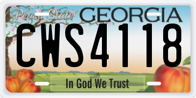 GA license plate CWS4118