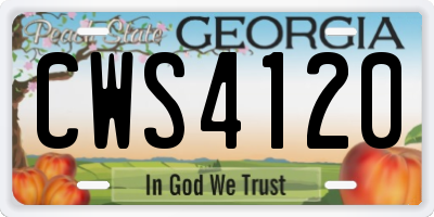 GA license plate CWS4120