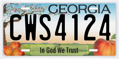 GA license plate CWS4124