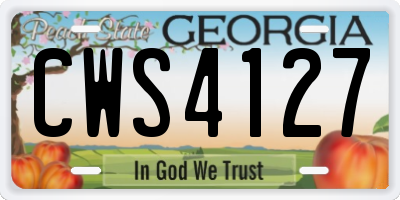 GA license plate CWS4127