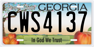 GA license plate CWS4137
