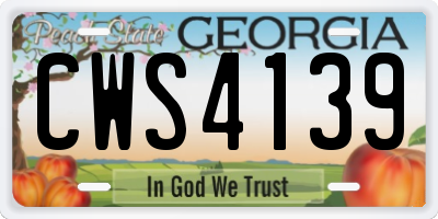 GA license plate CWS4139