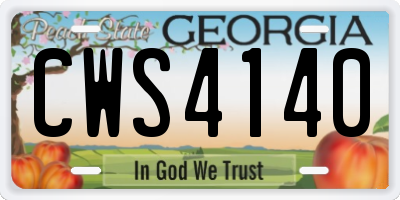 GA license plate CWS4140