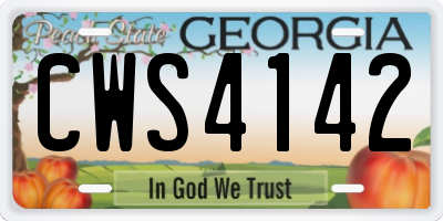 GA license plate CWS4142