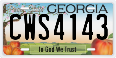 GA license plate CWS4143