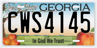 GA license plate CWS4145