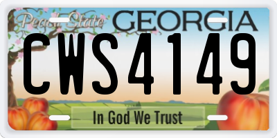 GA license plate CWS4149