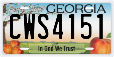 GA license plate CWS4151