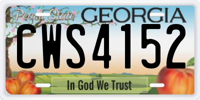 GA license plate CWS4152