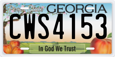 GA license plate CWS4153