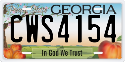 GA license plate CWS4154