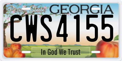 GA license plate CWS4155