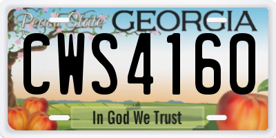 GA license plate CWS4160