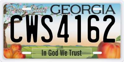 GA license plate CWS4162