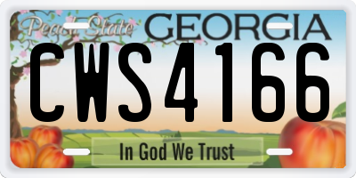GA license plate CWS4166