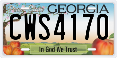 GA license plate CWS4170