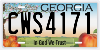 GA license plate CWS4171