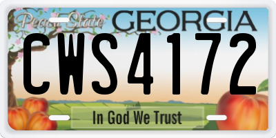 GA license plate CWS4172