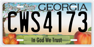 GA license plate CWS4173