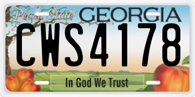 GA license plate CWS4178